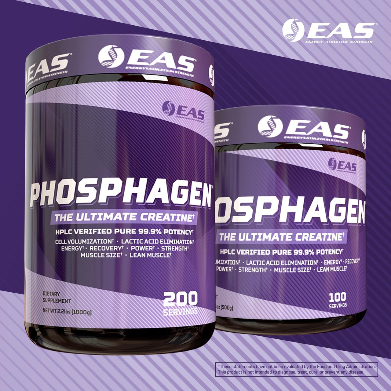 EAS Phosphagen Ultimate Creatine Powder | Power, Strength, Muscle Size, & Cell Volumization | Pure 99.9% Potency | 100 Servings (Unflavored)