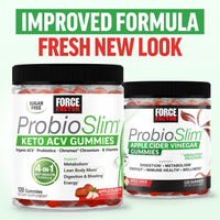 Thumbnail for Force Factor ProbioSlim Keto ACV Gummies, Organic Apple Cider Vinegar Gummies with LactoSpore Probiotics & Prebiotics to Support Digestion, Metabolism, & Immune Health, 1 Net Carb, Apple Flavor, 120ct