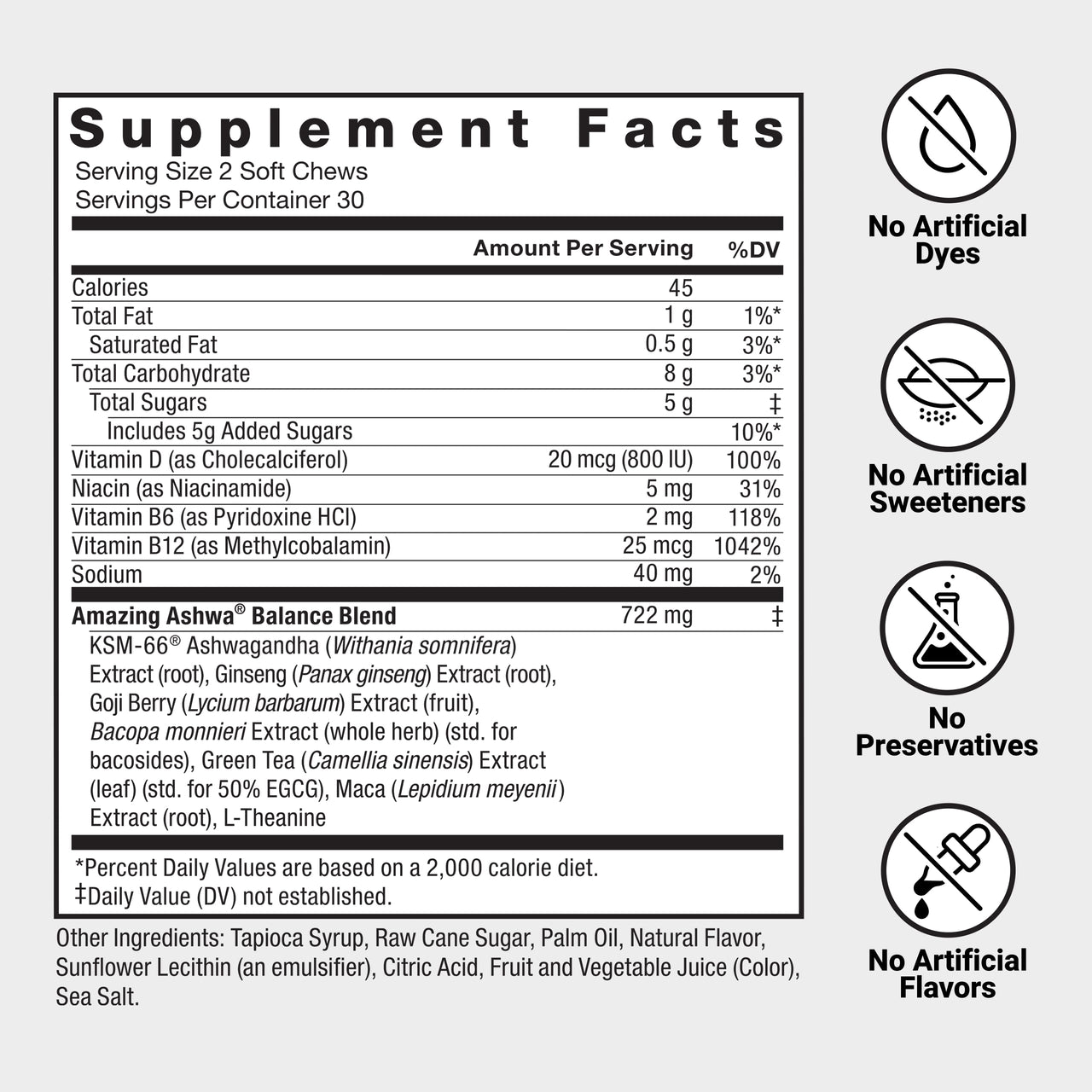 Force Factor Amazing Ashwa for Stress Relief, Memory, Focus, and Immune Support Health, Ashwaganda Supplement with KSM-66 Ashwagandha for Stress, 60 Soft Chews