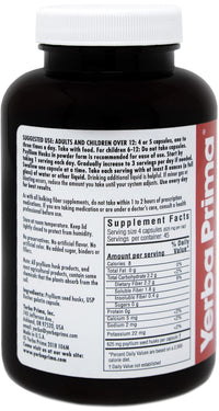 Thumbnail for Yerba Prima Psyllium Husks Caps Dietary Fiber 625 mg, 180 Capsules - Colon Cleansing Supplement - Gut Health - Non-GMO Gluten Free