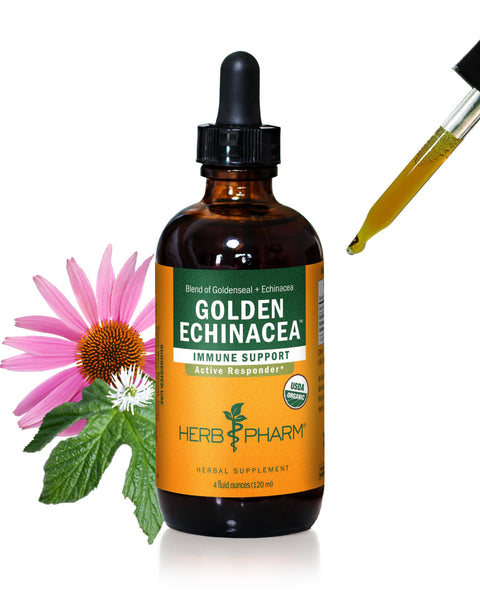 Herb Pharm Certified Organic Golden Echinacea Liquid Extract for Immune System Support - 4 Ounce