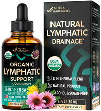 Thumbnail for USDA Organic Lymphatic Drainage Supplement - Echinacea | Elderberry | Dandelion | Rosehip | Cleavers | Calendula | Burdock - Made in USA - Lymph System Drops - Immune Support, Cleanse & Detox, 2 fl oz