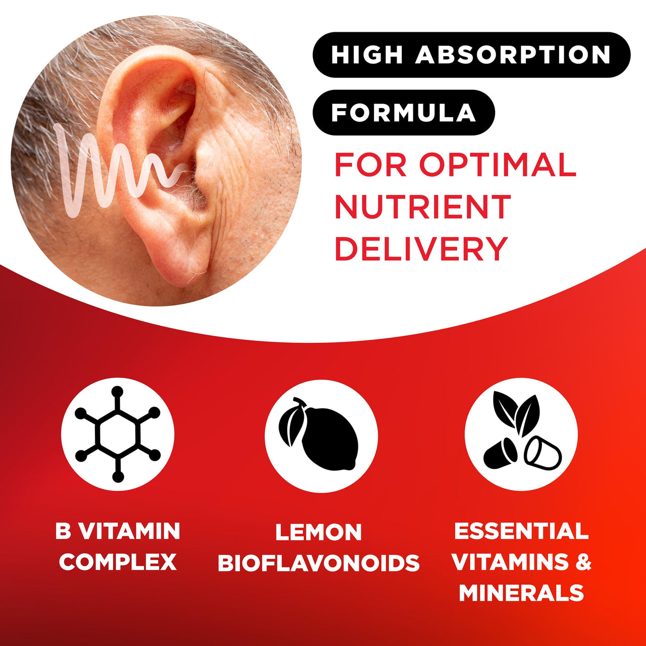 Lipo Flavonoid Ear Ringing - Doctor-Recommended for Ringing Ears – Clinically Proven Lemon Bioflavonoid Complex with Vitamins C, B1, B2, B6, B12, & Calcium - 100 Caplets