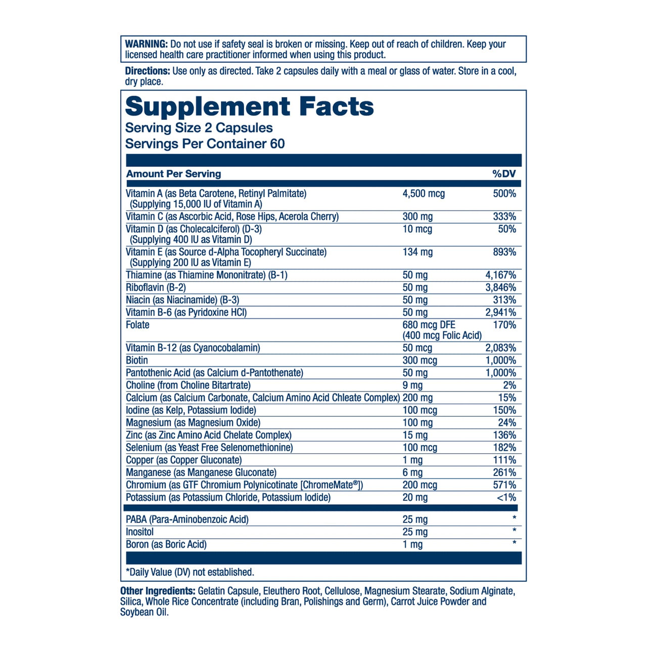 SOLARAY Twice Daily Multi Energy Multivitamin, Iron Free | Complete Multi for Immune & Energy Support | Non-GMO | 120ct (60 Serv, 120 CT)
