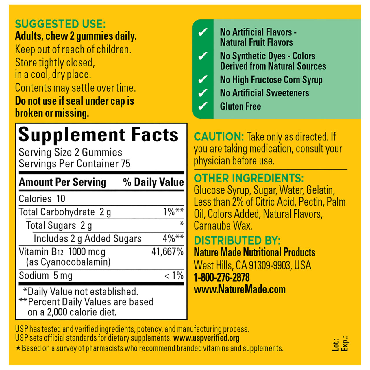 Nature Made Vitamin B12 Gummies 1000 mcg per serving, Dietary Supplement for Energy Metabolism Support, B12 Vitamins, 150 Gummy Vitamins, 75 Day Supply