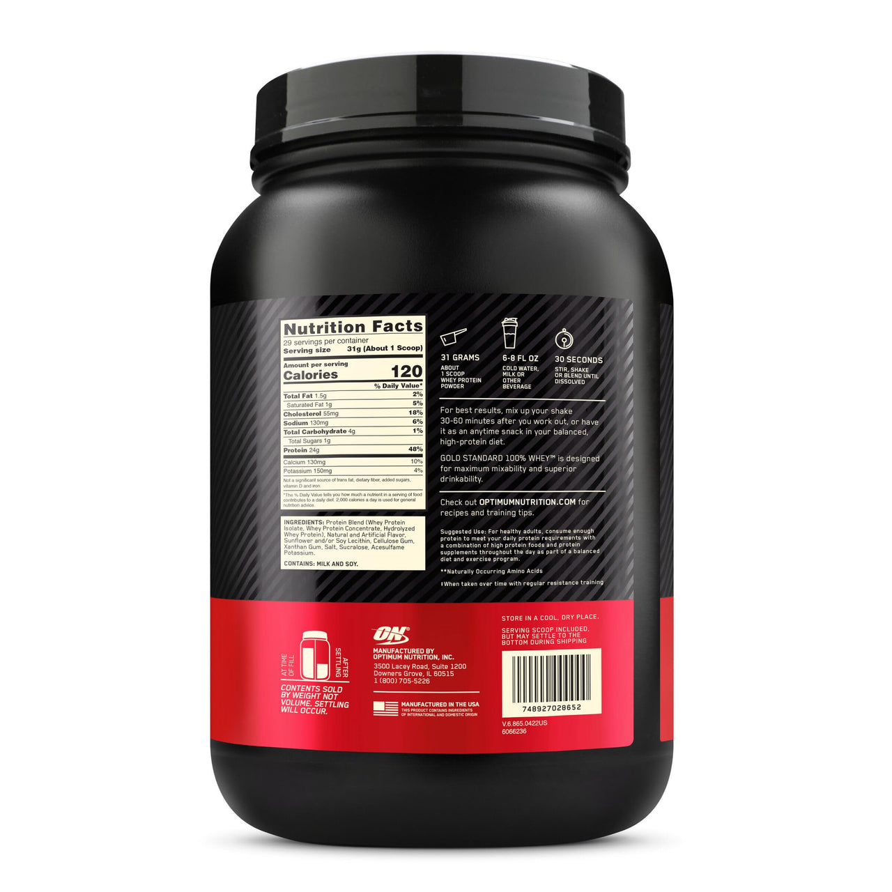 Optimum Nutrition Gold Standard 100% Whey Protein Powder from Whey Isolates, Vanilla Ice Cream - 2 Pound