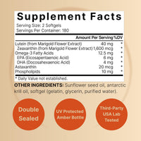 Thumbnail for Lutein 40mg + Zeaxanthin 1,600mcg, 360 Softgels | 4-in-1 Formula with Astaxanthin, Omega-3 & Phospholipids | Marigold Flower Extract | Supports Eye, Brain & Vision Health | Non-GMO, Gluten Free