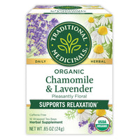 Thumbnail for Traditional Medicinals Organic, Chamomile & Lavender - Chamomile Tea Supporting Stress Relief and Relaxation - Kosher, Non-GMO, Caffeine-Free, Compostable - 16 Tea Bags