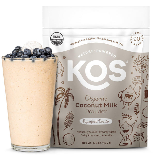 Image 1 of KOS Organic Coconut Milk Powder, USDA Certified - Sugar Free & Plant Based Creamer for Coffee, Tea, Smoothies - Vegan, Keto, Paleo Friendly, Non GMO, Gluten & Dairy Free - 90 Servings Resealable Bag