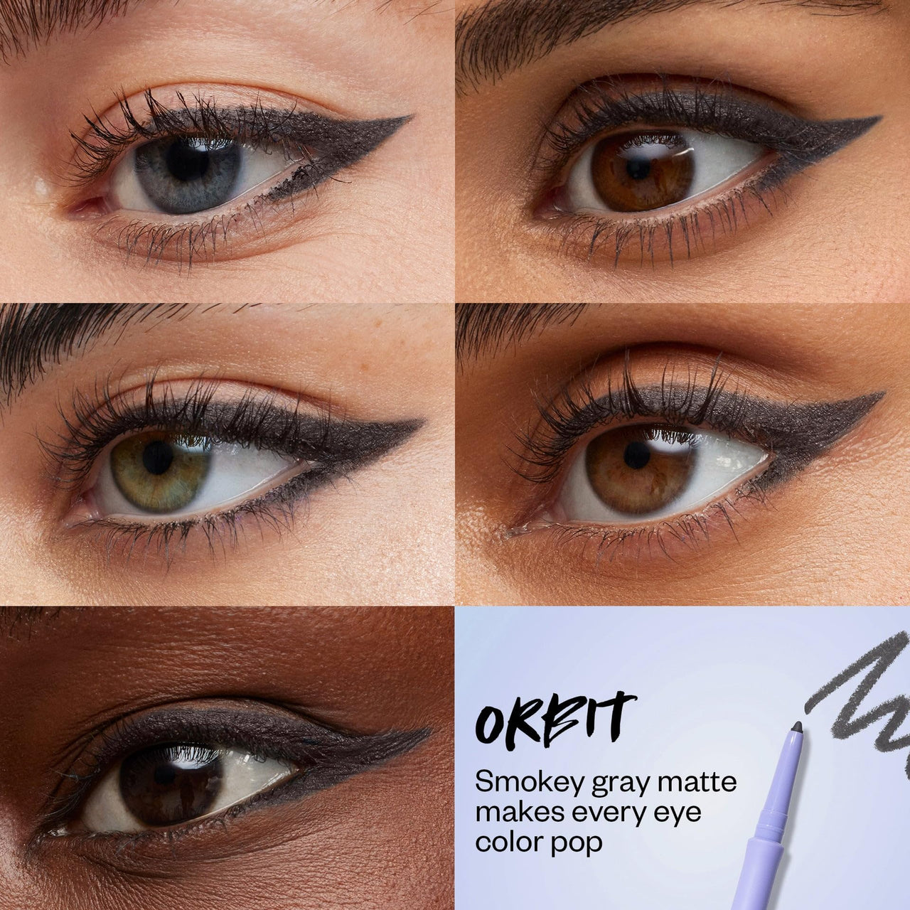 Kosas Soulgazer Gel Eyeliner (Orbit) - Waterproof, Smudge-Proof Pen with Hyaluronic Acid - Retractable Eyeliner Pencil with Sharpener & Smudger, Long-Lasting - Smokey Gray Matte