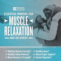 Thumbnail for Zhou Magnesium Glycinate - Pure Mag Glycenate Supplement for Men & Women, Natural Sleep Aid, Heart Health Support, Muscle Relaxation & Vitality - 180 Vegan Friendly Capsules