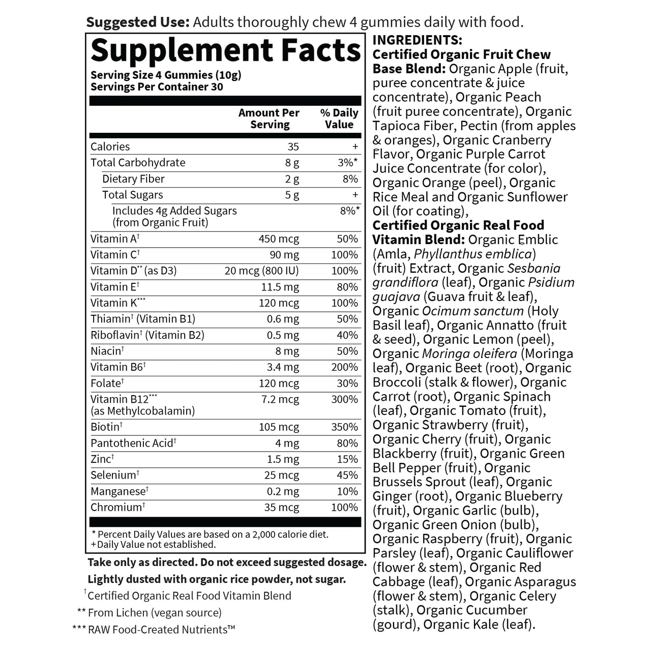 Garden of Life Organics Men's Gummy Vitamins - Berry - Certified Organic, Non-GMO, Vegan, Kosher Complete Multi - Methyl B12, C & D3 - Gluten, Soy & Dairy Free, 120 Real Fruit Chew Gummies
