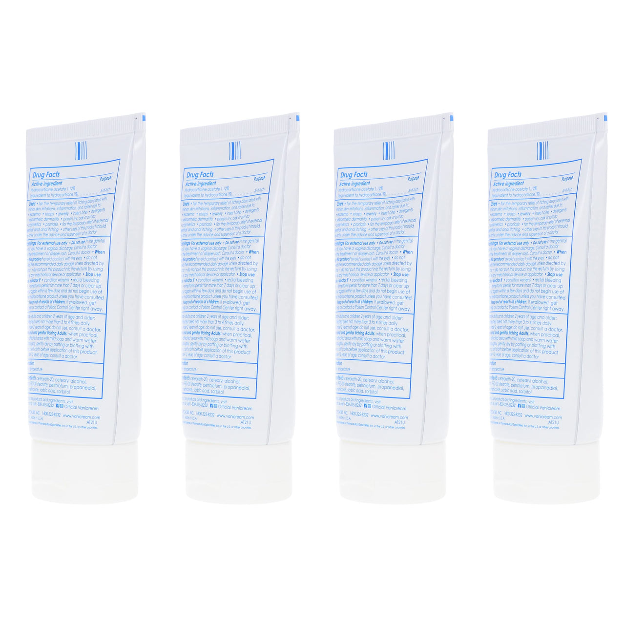 Vanicream HC 1% Hydrocortisone Anti-Itch Cream - 2 oz, Pack of 4