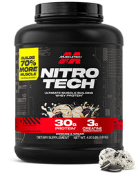 Thumbnail for Muscletech Whey Protein Powder (Cookies & Cream, 4 Pound) - Nitro-Tech Ultimate Muscle Building Formula with Whey Protein Isolate - 30g of Protein, 3g of Creatine & 6.8g of BCAA - Packaging May Vary