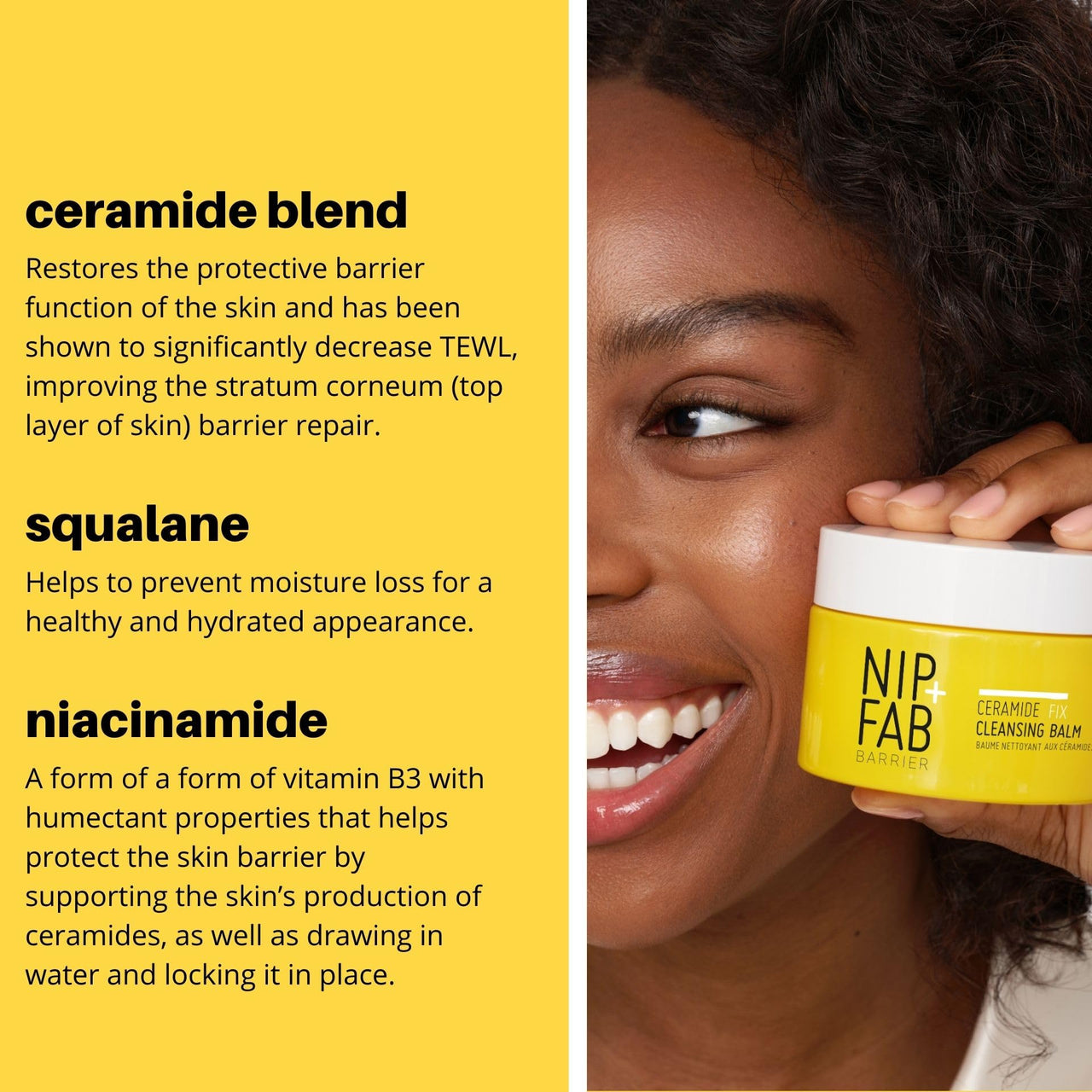 Nip+Fab Ceramide Fix Cleansing Balm 2.53 Fl Oz, Makeup Removing Balm with Niacinamide and Biolin for Dry Sensitive and Aging Face Ski, Skin Barrier Support Fragrance Free Vegan, Hydrating