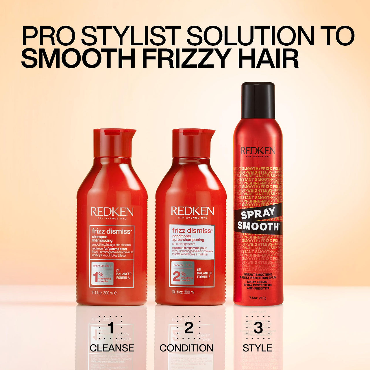 Redken Spray Smooth Anti Frizz Hair Spray | Frizz Control and Heat Protection | Instant Smoother | With Citric Acid | Paraben, Sulfate & Silicone-Free| 7.5 Oz