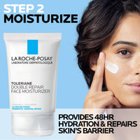 Thumbnail for La Roche-Posay Toleraine Skin Care Set, Double Repair Face Moisturizer 100ml & Purifying Foaming Facial Cleanser 50ml, Oil Free Moisturizer & Face Wash For Oily Skin, Formulated with Niacinamide