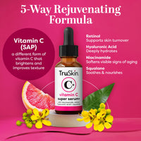 Thumbnail for TruSkin Vitamin C Super Serum for Face - Five Skin Benefits in One Serum with Vitamin C, Retinol, Niacinamide, Hyaluronic Acid & Squalane - Brighten, Firm & Smooth the Look of Skin, 2 Fl Oz