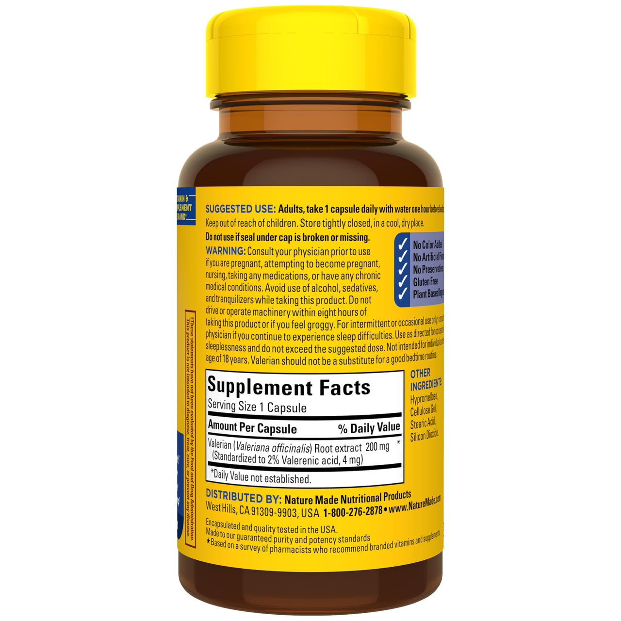 Nature Made Valerian Root for Sleep Support, Melatonin Free Sleep Aid for Adults, 30 Valerian Root Capsules, 30 Day Supply