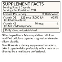 Thumbnail for Futurebiotics Vitamin K2 (MK7) with D3 Supplement - Non-GMO Formula - 5000 IU Vitamin D3 & 90 mcg Vitamin K2 MK-7, 250 Vegetarian Capsules