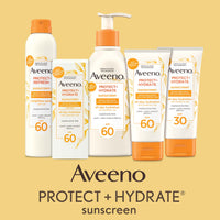 Thumbnail for Aveeno Protect + Hydrate Sunscreen Moisturizing Lotion with Prebiotic Oat, Broad Spectrum SPF60, Paraben, & Oil Free, Weightless, Water & Sweat Resistant (80-min) for Sensitive Skin, 12 Fl Oz