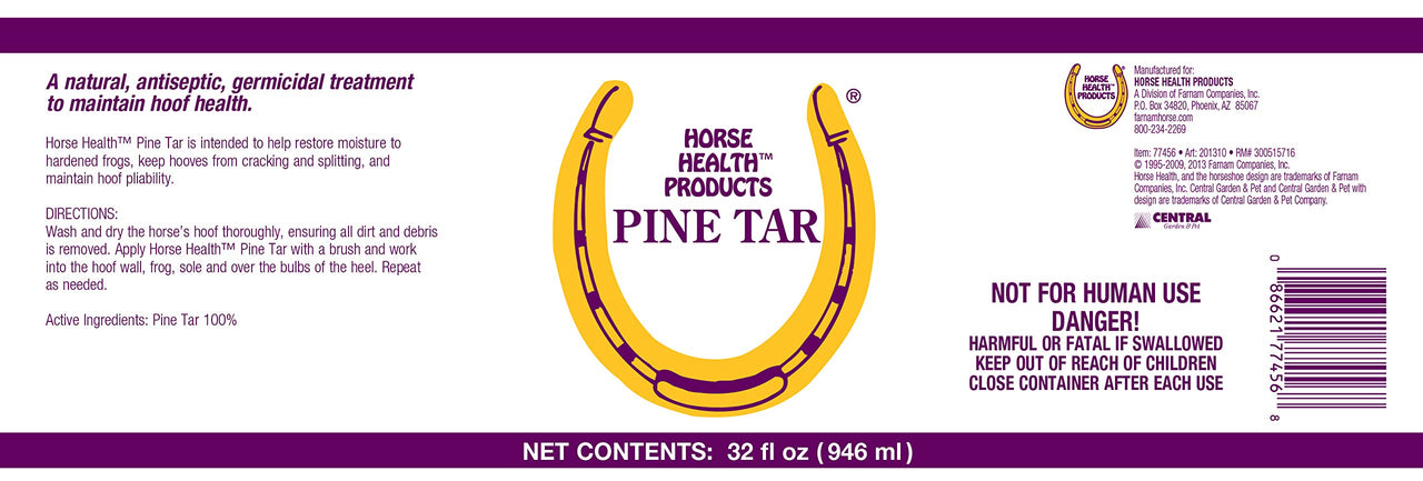 Flagline Horse Health Pine Tar, Natural Topical Antiseptic for Use on Horse Hooves, Helps Retain Moisture, Helps Keep Hooves from Cracking and Splitting, 32 Fluid Ounces