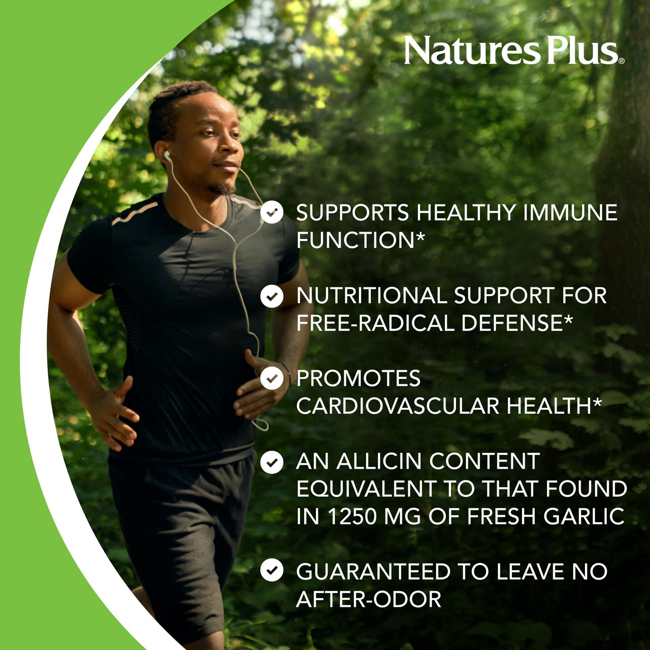 NaturesPlus Garlite Odorless Garlic - 90 Capsules - Vegetarian, Gluten Free - 90 Servings