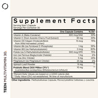 Thumbnail for Codeage Teen Multivitamin - Vitamins A, C, D3, B6, B12, Folate, Zinc, Magnesium, Iron, Probiotics, Fermented Spinach - Multivitamins for Teenage Boys and Girls - Non-GMO, Gluten-Free - 30 Capsules