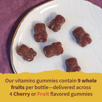 Thumbnail for Garden of Life Organics Kids Gummy Vitamins, Certified Organic, Non-GMO & Vegan Complete Children's - B12, C & D3 Gluten, Soy & Dairy Free Real Fruit Chew Gummies, Multi, Cherry, 120 Count