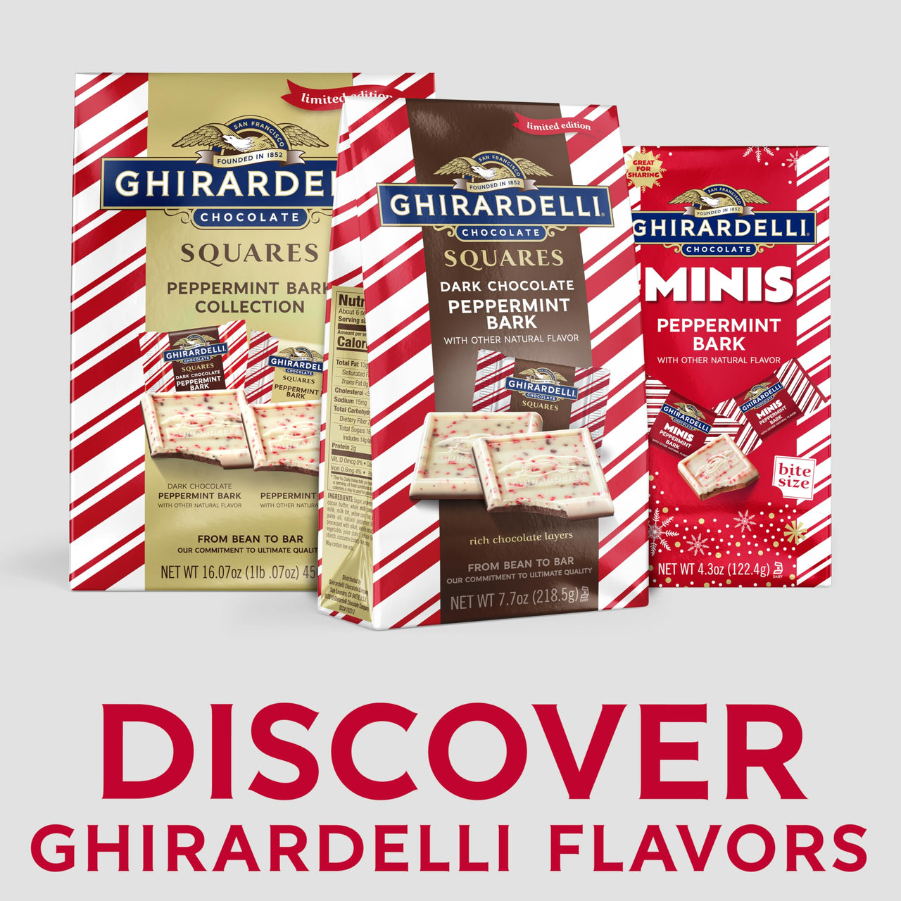 GHIRARDELLI Dark Chocolate Peppermint Bark Chocolate Squares, 7.7 OZ Bag