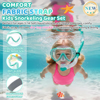 Thumbnail for Vvinca Snorkel Set for Kids 3-14, Dry Top Snorkeling Gear for Boys Girls Youth, Panoramic View Swim Goggles with Nose Cover & Anti-Fog Lens, Junior Scuba Diving Mask with Adjustable Soft Fabric Strap