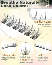 Thumbnail for Natural Lash Clusters Kit Wispy Eyelash Clusters Fairy Cluster Eyelash Extensions Kit C Curl Lash Extension Kit Waterproof Individual Lashes (With Tweezers)