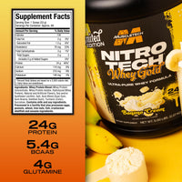 Thumbnail for MuscleTech Whey Protein Powder (Banana Cream, 5LB) - Nitro-Tech Whey Protein Isolate Smoothie Mix for Lean Muscle & Fast Recovery - 24g of Whey Gold Protein for Women & Men - Gluten-Free