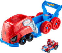 Thumbnail for Hot Wheels Toy Car Track Set, Spider-Man Large-Scale Launcher and Hauler with Die-Cast RacerVerse Vehicle