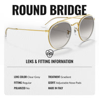 Thumbnail for Ray-Ban RB3647N ROUND DOUBLE BRIDGE Round Shaped Non-Polarized Sunglasses for Men & Women – Includes Official RAYBAN Eyewear Kit – Ideal Formal & Casual Wear Sunglasses – Clear Grey Lens