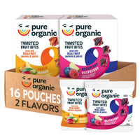 Thumbnail for Pure Organic Twisted Fruit Bites, Kids Snacks, Fruit Snacks, Variety Pack (16 Pouches)