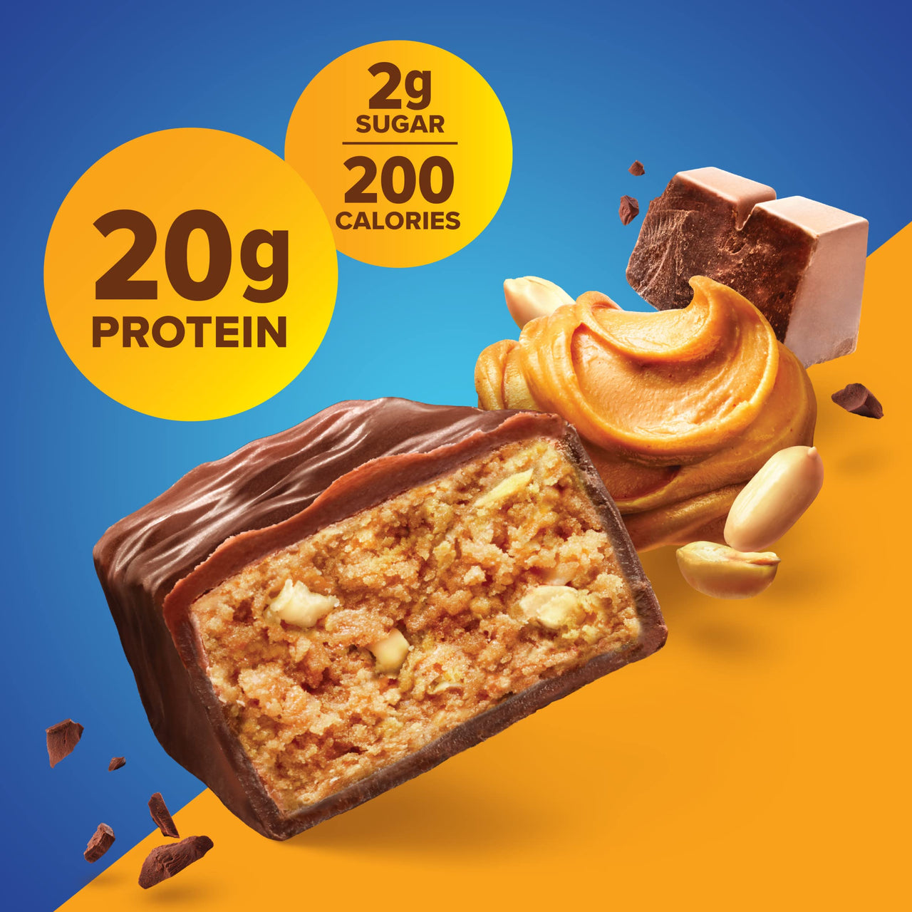 Pure Protein Chocolate Peanut Butter Protein Bars – 20g Protein, 3g Sugar, 190 Calories (12 count) Low Sugar* High Protein Snack - Gluten Free - Perfect for a Healthy Snack