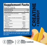 Thumbnail for Nutricost Creatine + Energy 30 Servings (Peach Mango Flavored) - 5,000mg Creatine Monohydrate + 350mg Energy Complex Per Serving