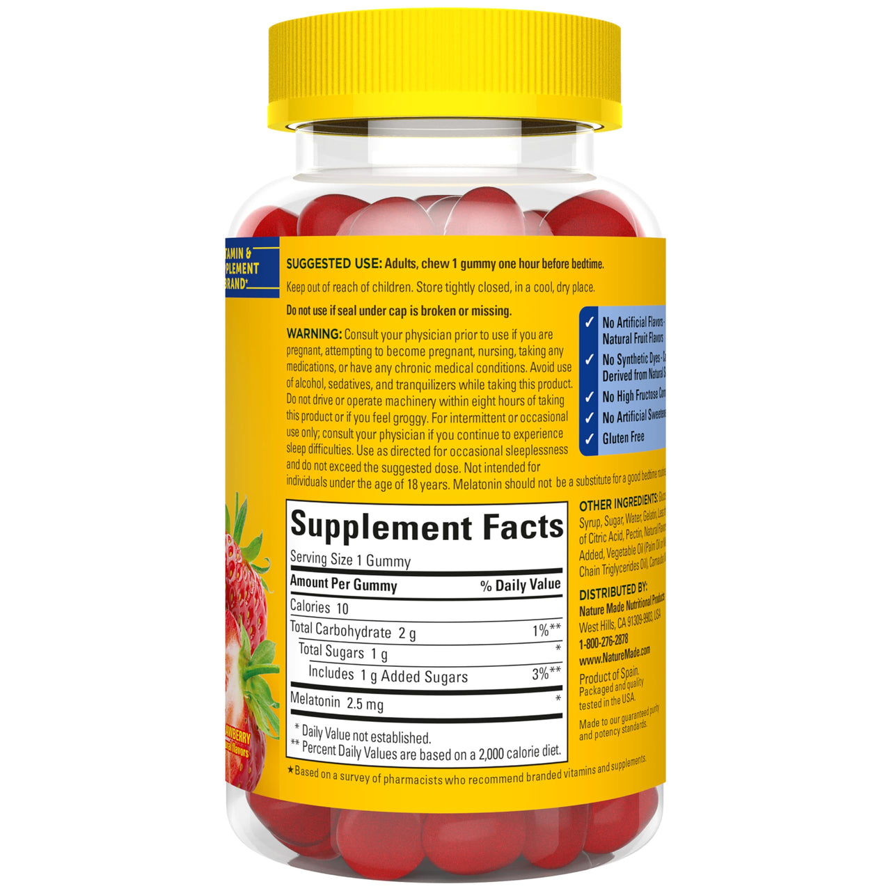 Nature Made Melatonin Gummies 2.5 mg, 100% Drug Free Sleep Aid for Adults, Melatonin Supplement 130 Count, 130 Day Supply