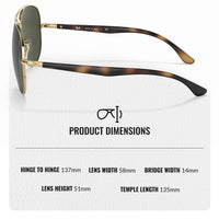 Thumbnail for Ray-Ban RB3675 Aviator Shape Sunglasses With Eyewear Kit Bundle - Adjustable Nose Pads - Ideal Formal and Casual Wear Retro Sunglasses