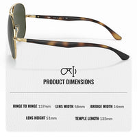 Thumbnail for Ray-Ban RB3675 Pilot Shaped Non-Polarized Sunglasses for Men & Women – Includes Official RAYBAN Eyewear Kit – Ideal Formal & Casual Wear Sunglasses – G-15 Green Lens
