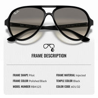 Thumbnail for Ray-Ban RB4125 CATS 5000 Classic Pilot Sunglasses With Eyewear Kit Bundle - Adjustable Nose Pads - Ideal Formal and Casual Wear Retro Sunglasses