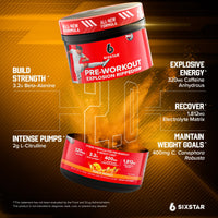 Thumbnail for Six Star Pre-Workout Explosion, Peach Mango (30 Servings) - Preworkout Energy Powder Supplement for Men & Women - Pre Workout Drink Mix with Creatine & Beta Alanine - Sports Nutrition Products