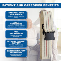Thumbnail for Skil-Care Cotton Gait Belt, Pinstripe Design, Gait Belt for Seniors, 60” L x 2” W, Secure Delrin Buckle, Durable Cotton Webbing Transfer and Physical Therapy Belt, 252050