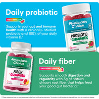 Thumbnail for Physician's CHOICE Gut Gummy Bundle: Probiotic Gummies + Fiber Gummies - No Sugar Added & Vegan - Supports Digestive Health & Regularity for Women and Men