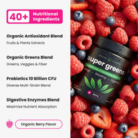 Thumbnail for NutraChamps Super Greens Powder Premium Superfood | 20+ Organic Green Veggie Whole Foods | Wheat Grass, Spirulina, Chlorella & More | Antioxidant, Digestive Enzyme & Probiotic Blends