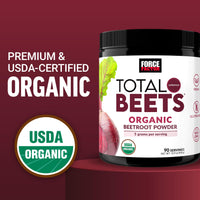 Thumbnail for Force Factor Total Beets Organic Beetroot Powder Superfood to Boost Daily Nutrition, USDA Organic, Vegan, Gluten-Free, and Non-GMO Beet Supplement, Unflavored, 90 Servings