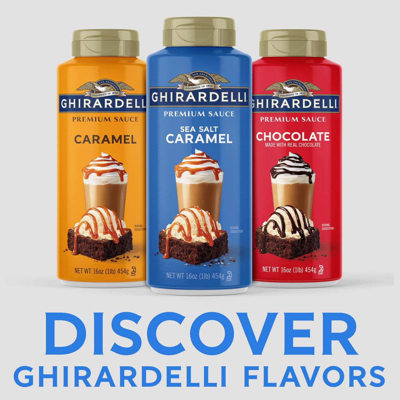 GHIRARDELLI Premium Dessert Sauce 16 oz Bottle, Sea Salt Caramel – Smooth Salted Caramel for Desserts & Drinks
