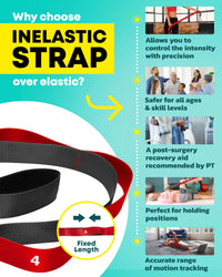 Thumbnail for Stretching Strap with Loops - Non Elastic Stretch Band for Physical Therapy, Yoga Strap for Stretching Equipment, Stretch Bands for Exercise and Flexibility - Fascia, Hamstring and Leg Stretcher Belt