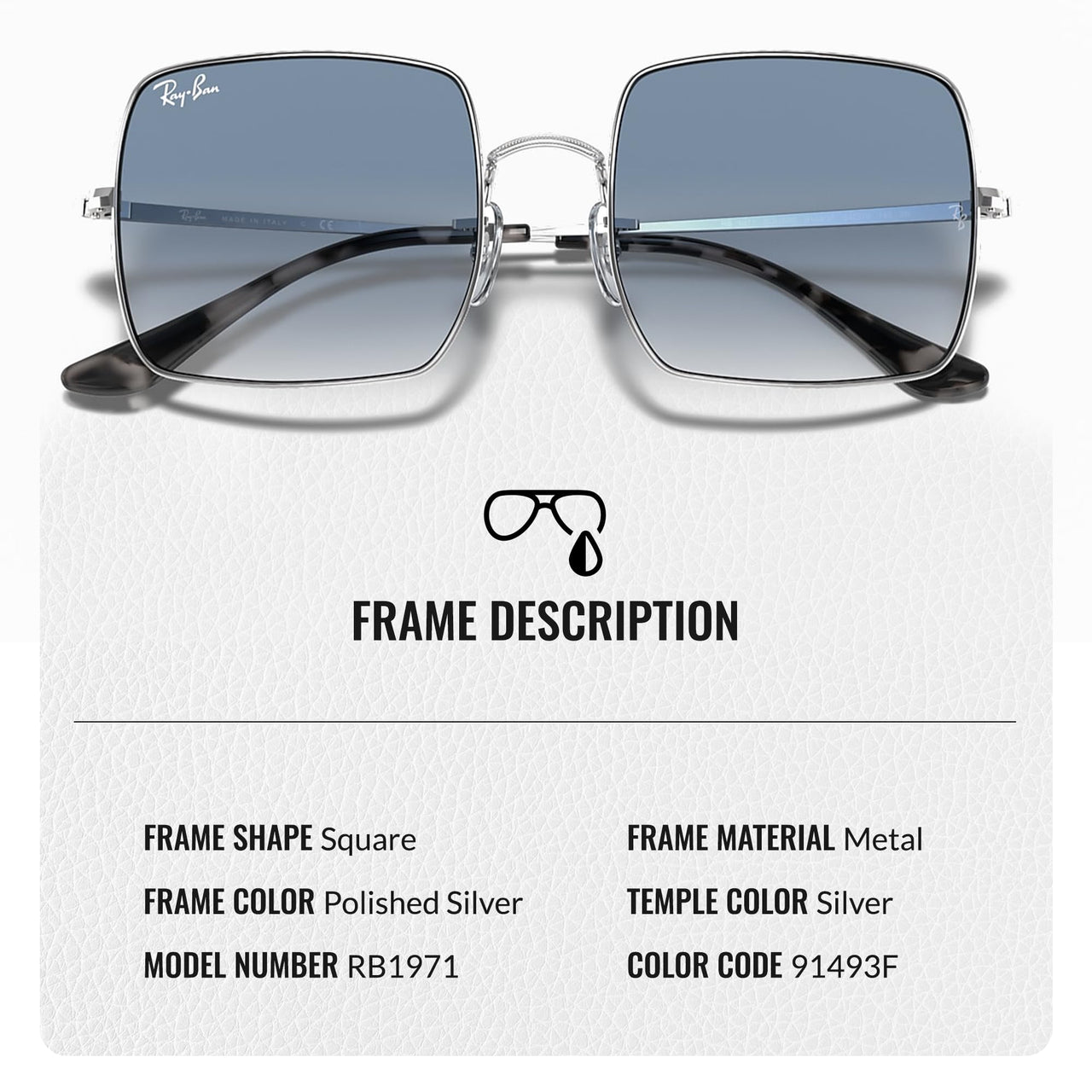Ray-Ban RB1971 Square 1971 Classic Sunglasses for Men and Women- Timeless Classic Sun Glasses with Modern Elegance - Premium UV Protection - Designer Men's and Women's Sunglasses